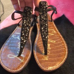 Sam Edelman Gwyneth Black Leather Embellished